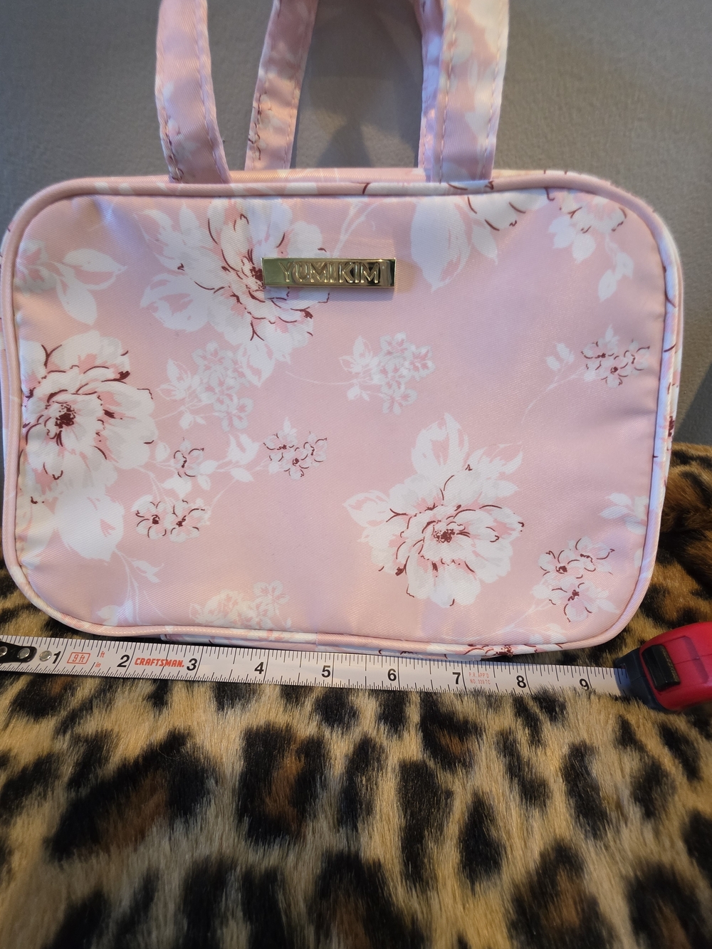 Yumi Kim Pink Floral Hangable Cosmetic/Toiletries Bag with Gold Logo